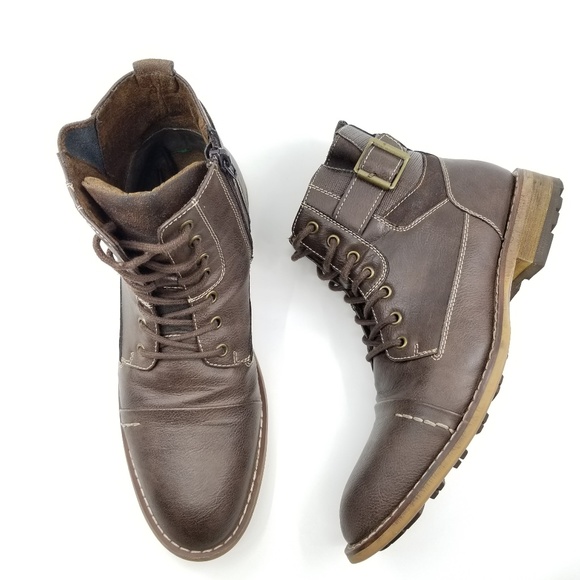 STEVE MADDEN Seymour Boots Cap Toe Men\'s Zip Shoes Steve Madden Seymour Ankle Boot Brown Lace Up Side Zip  main image 3
